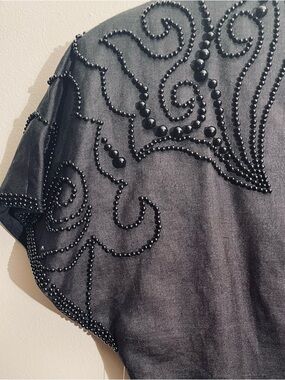 Della Roufogali Black Top with Decorative Beadwork